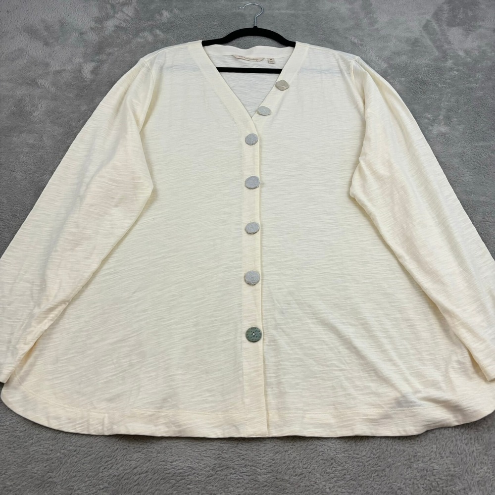 NWOT Soft Surroundings‎ Delia Mixed Buttons Cardigan Top Womens 2X Beige Boho
